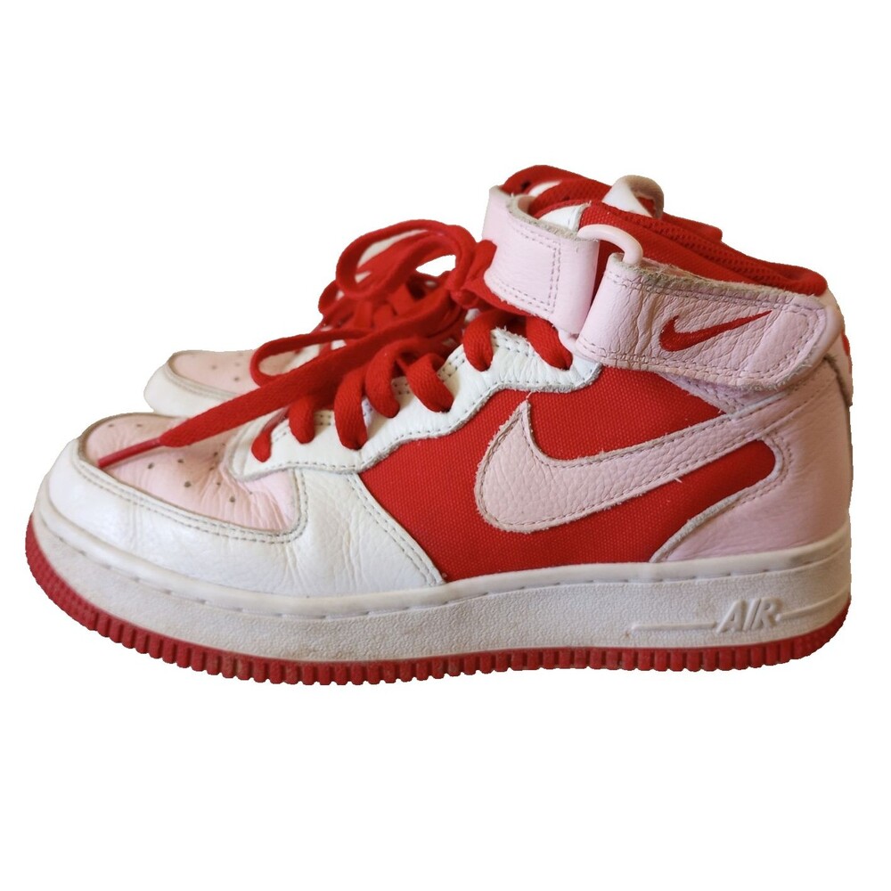 Nike Air Force 1 Mid Red Pink White Valentine Womens Size 7 Sneakers Shoes